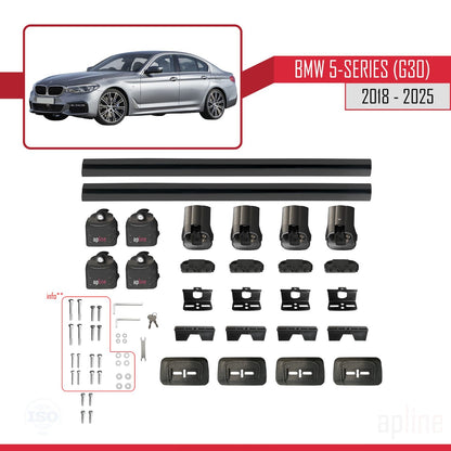 Kompatibel mit BMW 5er (G30) 2018-2025 ACE-3 Dachträger Auto-Dachgepäckträger Reling Schwarzes Aluminium 2 Stangen