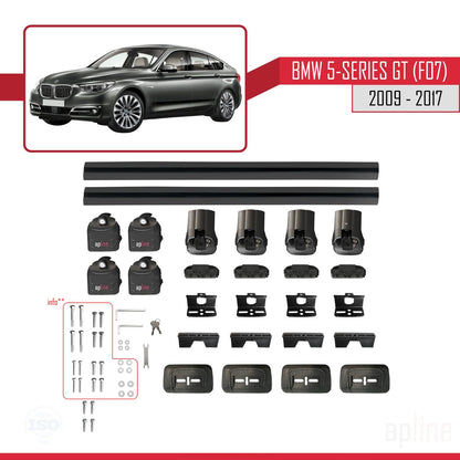 Compatibile con BMW Serie 5 Gran Turismo (F07) 2009-2017 ACE-3 Barre portatutto per auto Portapacchi in alluminio nero 2 barre