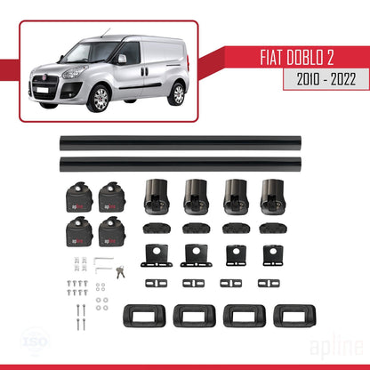 Compatible avec Fiat Doblo 2 2010-2022 ACE-3 Barres de Toit Railing Porte-Bagages de Voiture Noir Aluminium 2 Barres