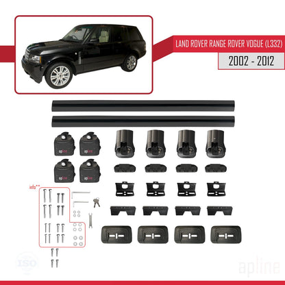 Compatible avec Land Rover Range Rover Vogue (L322) 2002-2012 ACE-3 Barres de Toit Railing Porte-Bagages de Voiture Noir Aluminium 2 Barres