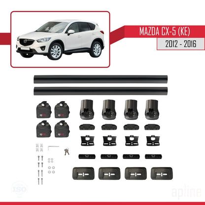 Compatible avec Mazda CX-5 (KE) 2012-2016 ACE-3 Barres de Toit Railing Porte-Bagages de Voiture Noir Aluminium 2 Barres