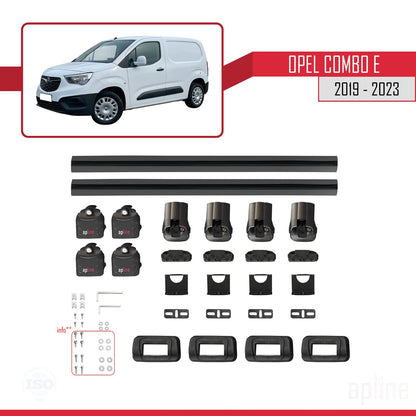Compatible avec Opel Combo E 2019-2023 ACE-3 Barres de Toit Railing Porte-Bagages de Voiture Noir Aluminium 2 Barres