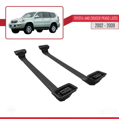 Compatible avec Toyota Land Cruiser Prado (J120) 2002-2009 ACE-3 Barres de Toit Railing Porte-Bagages de Voiture Noir Aluminium 2 Barres