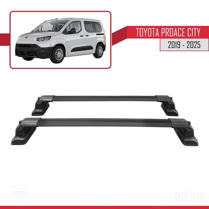Compatible avec Toyota Proace City 2019-2025 ACE-3 Barres de Toit Railing Porte-Bagages de Voiture Noir Aluminium 2 Barres