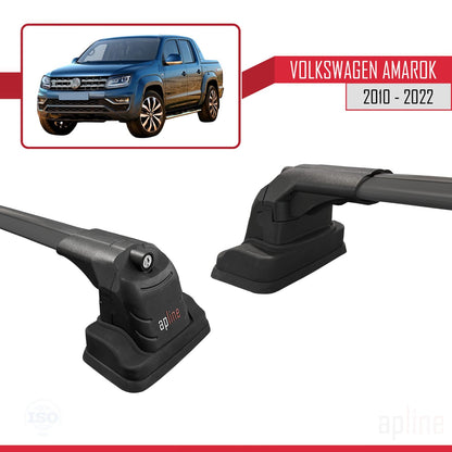 Compatible avec Volkswagen Amarok 2010-2022 ACE-3 Barres de Toit Railing Porte-Bagages de Voiture Noir Aluminium 2 Barres