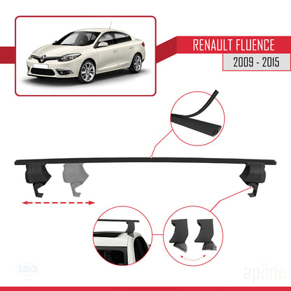 Compatible avec Renault Fluence 2009-2015 ACE-4 Barres de Toit Railing Porte-Bagages de Voiture Noir Aluminium 2 Barres