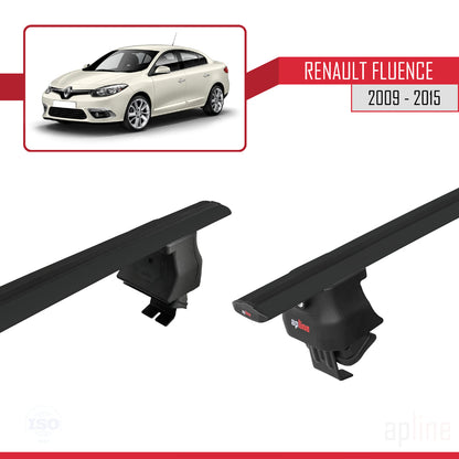 Compatible avec Renault Fluence 2009-2015 ACE-4 Barres de Toit Railing Porte-Bagages de Voiture Noir Aluminium 2 Barres