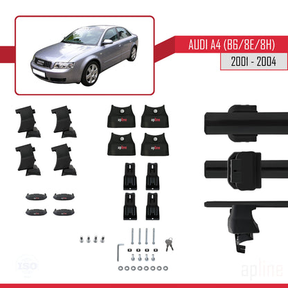 Compatible avec A4 (B6) 2001-2004 ACE-4 Barres de Toit Railing Porte-Bagages de Voiture Noir Aluminium 2 Barres