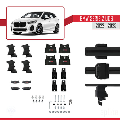 Compatibile con BMW Serie 2 (U06) Active Tourer 2022-2025 ACE-4 Barre portatutto per auto Portapacchi in alluminio nero 2 barre