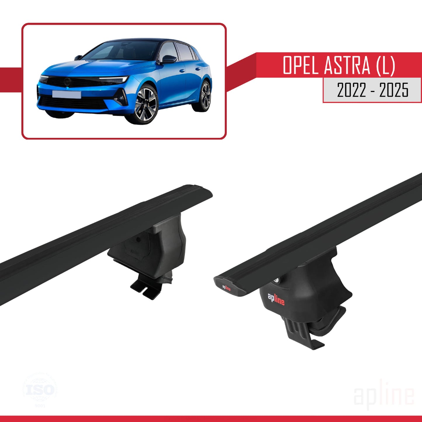 Compatible avec Opel Astra L (C02) 2022-2025 ACE-4 Barres de Toit Railing Porte-Bagages de Voiture Noir Aluminium 2 Barres