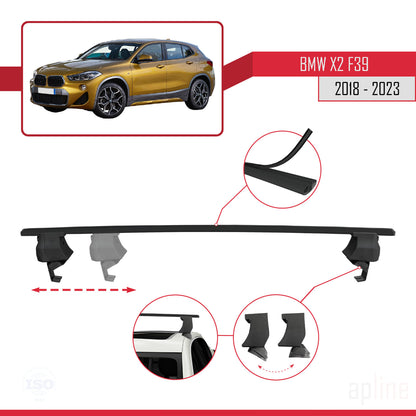 Compatible avec BMW X2 (F39) 2018-2023 ACE-4 Barres de Toit Railing Porte-Bagages de Voiture Noir Aluminium 2 Barres