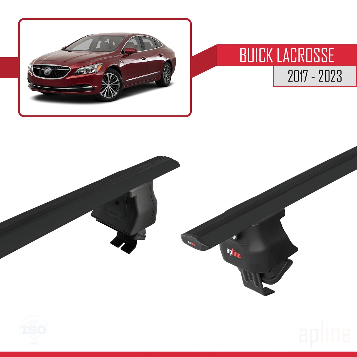 Compatible avec Buick LaCrosse 2017-2023 ACE-4 Barres de Toit Railing Porte-Bagages de Voiture Noir Aluminium 2 Barres