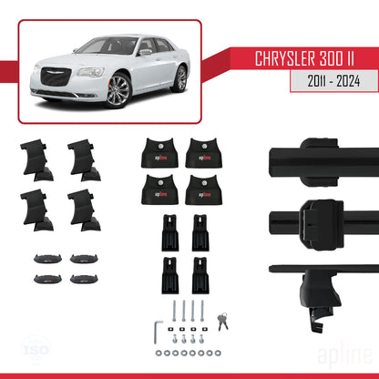 Compatibile con Chrysler 300 II (LD) 2011-2023 ACE-4 Barre portatutto per auto, barre portatutto in alluminio nero, 2 barre