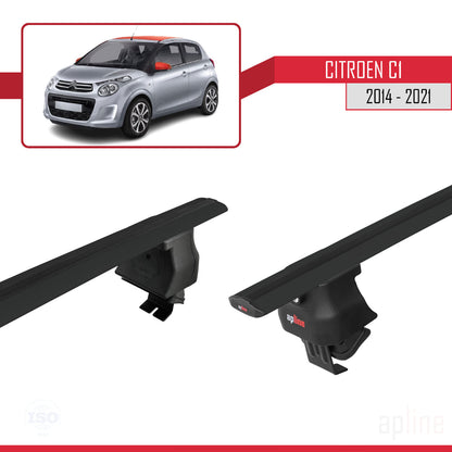 Compatibile con Citroen C1 (AB40) 2014-2021 ACE-4 Barre portatutto per auto Portapacchi in alluminio nero 2 barre
