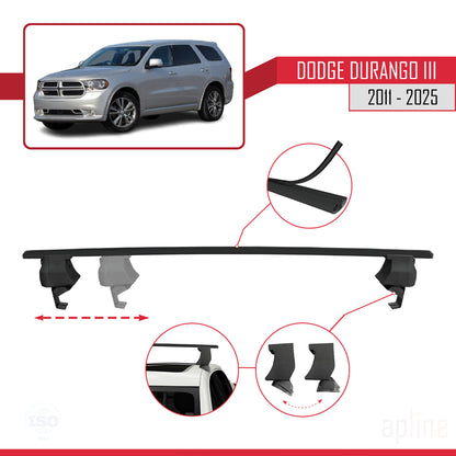 Kompatibel mit Dodge Durango 3 2011-2025 ACE-4 Dachgepäckträger, Reling, Gepäckträger, schwarzes Aluminium, 2 Stangen