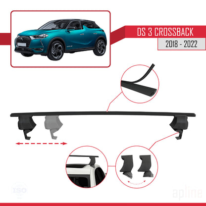 Compatible avec DS 3 Crossback 2018-2022 ACE-4 Barres de Toit Railing Porte-Bagages de Voiture Noir Aluminium 2 Barres