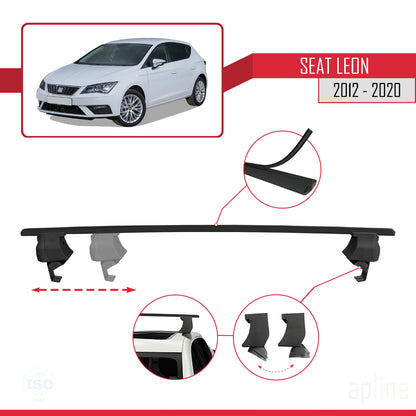 Compatible avec Seat Leon 3 (5F) 2012-2020 ACE-4 Barres de Toit Railing Porte-Bagages de Voiture Noir Aluminium 2 Barres