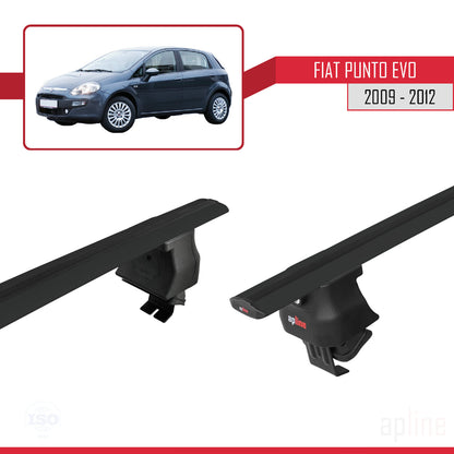Compatible avec Fiat Punto Evo (199) 2009-2012 ACE-4 Barres de Toit Railing Porte-Bagages de Voiture Noir Aluminium 2 Barres