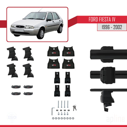 Compatible avec Ford Fiesta 4 1996-2002 ACE-4 Barres de Toit Railing Porte-Bagages de Voiture Noir Aluminium 2 Barres