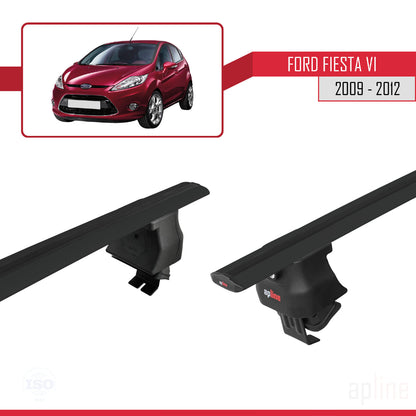 Compatible avec Ford Fiesta 6 Pre-Facelift 2009-2012 ACE-4 Barres de Toit Railing Porte-Bagages de Voiture Noir Aluminium 2 Barres