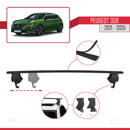 Compatible avec Peugeot 308 III (P5) 2021-2025 ACE-4 Barres de Toit Railing Porte-Bagages de Voiture Noir Aluminium 2 Barres