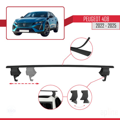 Compatible avec Peugeot 408 (P54) 2022-2025 ACE-4 Barres de Toit Railing Porte-Bagages de Voiture Noir Aluminium 2 Barres