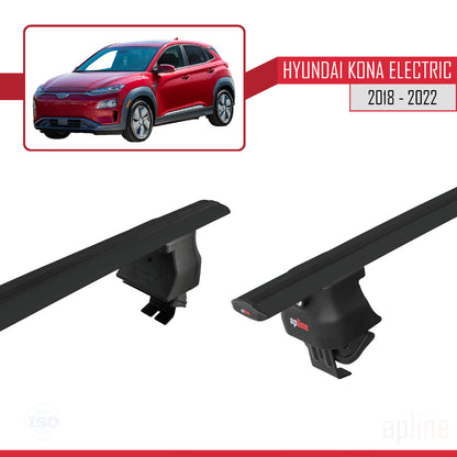 Compatible with Hyundai Kona Electric 2018-2022 ACE-4 Car Roof Rack Cross Bar Black Aluminium 2 Bars