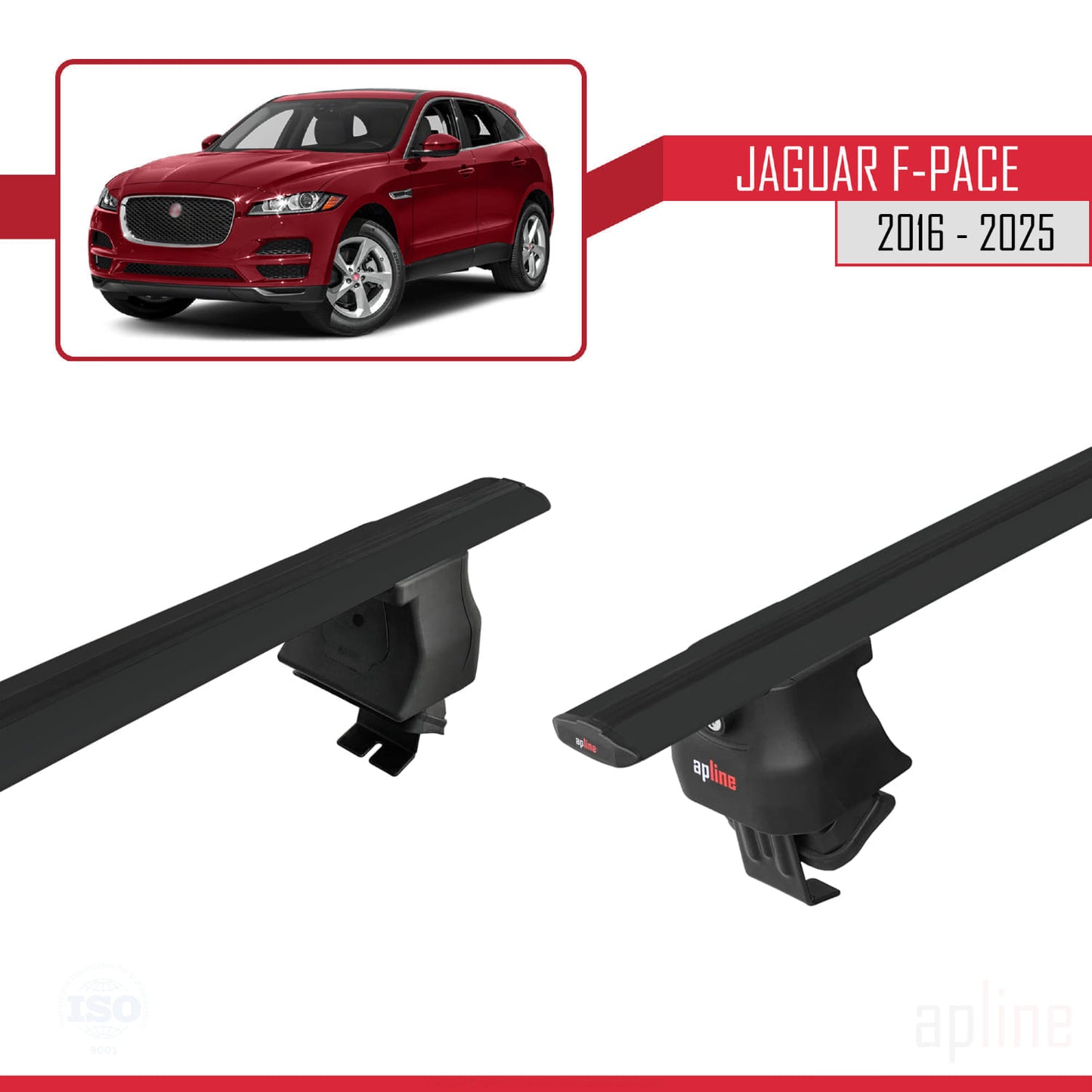 Compatible avec Jaguar F-Pace (X761) 2016-2025 ACE-4 Barres de Toit Railing Porte-Bagages de Voiture Noir Aluminium 2 Barres