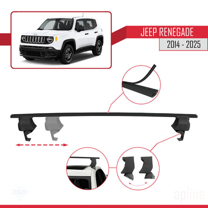 Compatible avec Jeep Renegade (BU) 2014-2025 ACE-4 Barres de Toit Railing Porte-Bagages de Voiture Noir Aluminium 2 Barres