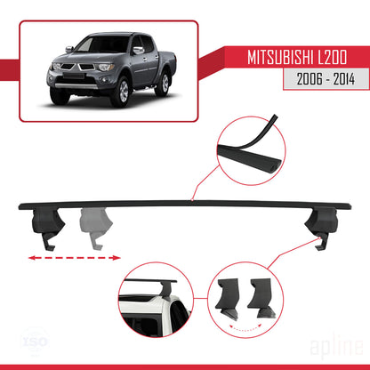 Compatible avec Mitsubishi L200 IV 2006-2014 ACE-4 Barres de Toit Railing Porte-Bagages de Voiture Noir Aluminium 2 Barres