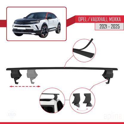 Compatible avec Opel/Vauxhall Mokka B 2021-2025 ACE-4 Barres de Toit Railing Porte-Bagages de Voiture Noir Aluminium 2 Barres