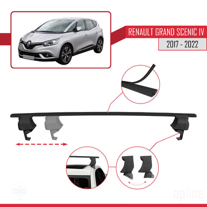 Compatible avec Renault Grand Scenic 4 2017-2022 ACE-4 Barres de Toit Railing Porte-Bagages de Voiture Noir Aluminium 2 Barres
