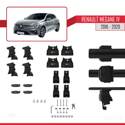 Compatible avec Renault Megane 4 (BFB) Pre-Facelift 2016-2020 ACE-4 Barres de Toit Railing Porte-Bagages de Voiture Noir Aluminium 2 Barres