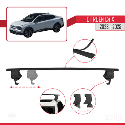 Compatible avec Citroen C4X 2023-2025 ACE-4 Barres de Toit Railing Porte-Bagages de Voiture Noir Aluminium 2 Barres