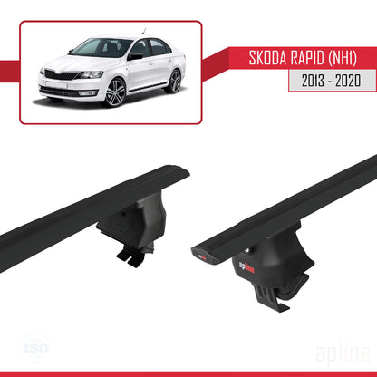 Compatible avec Skoda Rapid (NH1) 2012-2019 ACE-4 Barres de Toit Railing Porte-Bagages de Voiture Noir Aluminium 2 Barres
