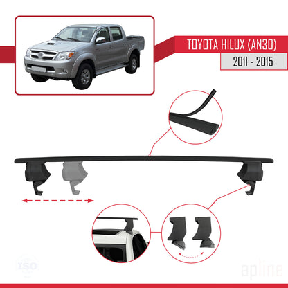 Compatible avec Toyota Hilux 7 (AN30) Post-Facelift 2011-2015 ACE-4 Barres de Toit Railing Porte-Bagages de Voiture Noir Aluminium 2 Barres