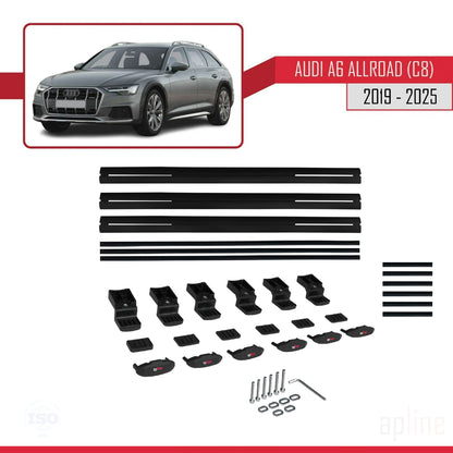 Compatibile con A6 (C8) Allroad 2019-2025 modello BASIC Barre portatutto per auto Portapacchi in alluminio nero 3 barre