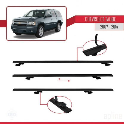 Compatible avec Chevrolet Tahoe 3 2007-2014 BASIC Model Barres de Toit Railing Porte-Bagages de Voiture Noir Aluminium 2 Barres