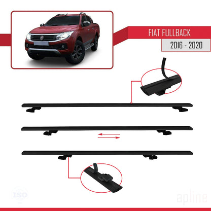 Compatible avec Fiat Fullback 2016-2020 BASIC Model Barres de Toit Railing Porte-Bagages de Voiture Noir Aluminium 2 Barres