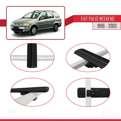 Compatible avec Fiat Palio (178) Weekend 1996-2003 BASIC Model Barres de Toit Railing Porte-Bagages de Voiture Noir Aluminium 3 Barres
