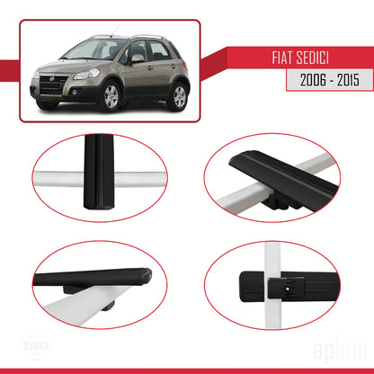 Compatible avec Fiat Sedici 2006-2015 BASIC Model Barres de Toit Railing Porte-Bagages de Voiture Noir Aluminium 2 Barres