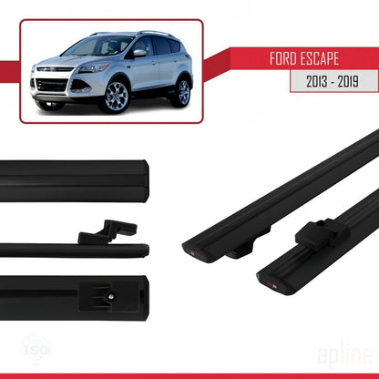 Compatible avec Ford Escape 3 2013-2019 BASIC Model Barres de Toit Railing Porte-Bagages de Voiture Noir Aluminium 2 Barres