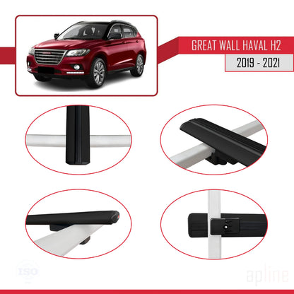Compatible avec Great Wall Haval H2 2019-2021 BASIC Model Barres de Toit Railing Porte-Bagages de Voiture Noir Aluminium 3 Barres