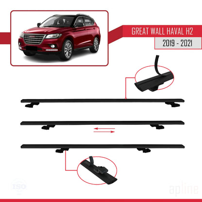 Compatible avec Great Wall Haval H2 2019-2021 BASIC Model Barres de Toit Railing Porte-Bagages de Voiture Noir Aluminium 3 Barres