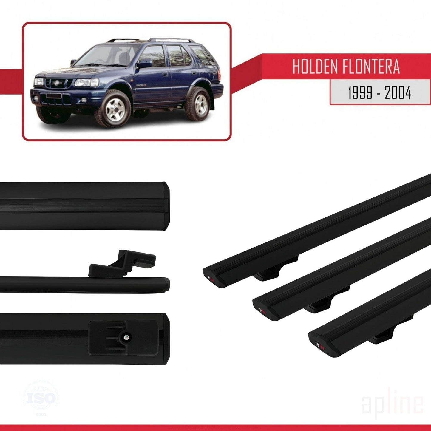 Compatible avec Holden Frontera 2 1999-2004 BASIC Model Barres de Toit Railing Porte-Bagages de Voiture Noir Aluminium 3 Barres