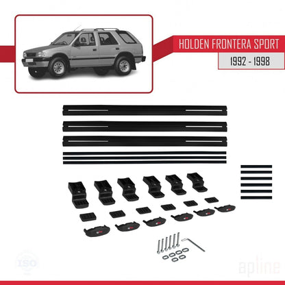 Compatible avec Holden Frontera Sport 1992-1998 BASIC Model Barres de Toit Railing Porte-Bagages de Voiture Noir Aluminium 3 Barres