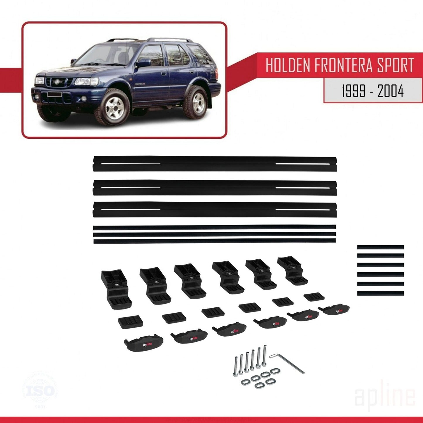 Compatible avec Holden Frontera Sport 2 1999-2004 BASIC Model Barres de Toit Railing Porte-Bagages de Voiture Noir Aluminium 3 Barres