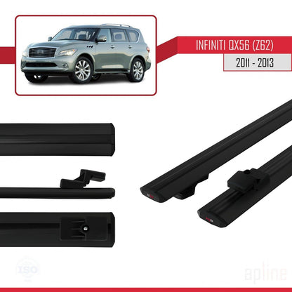 Compatible avec IInfiniti QX56 (Z62) 2011-2013 BASIC Model Barres de Toit Railing Porte-Bagages de Voiture Noir Aluminium 2 Barres
