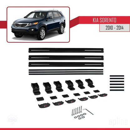 Compatible with Kia Sorento 2 (XM) 2010-2014 BASIC Model Car Roof Rack Cross Bar Black Aluminium 3 Bars