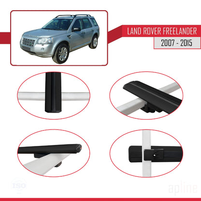 Compatible avec Land Rover Freelander 2 (L359) 2007-2015 BASIC Model Barres de Toit Railing Porte-Bagages de Voiture Noir Aluminium 3 Barres